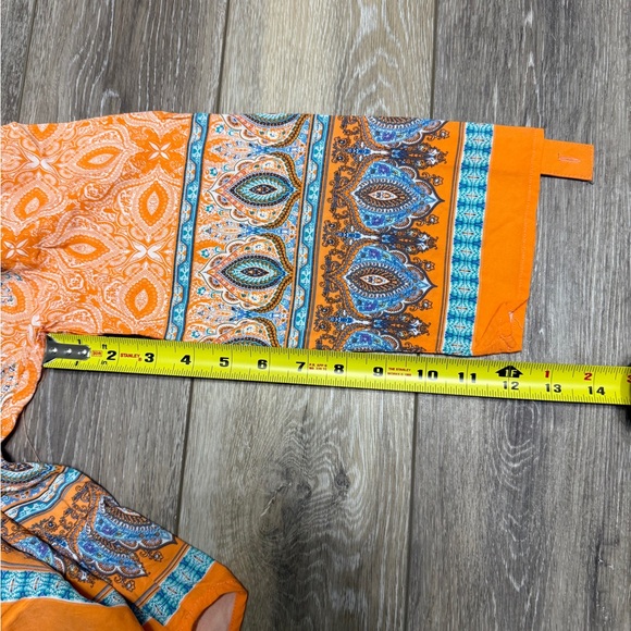 Ruby Rd. Orange and Blue Paisley Blouse - Picture 5 of 6